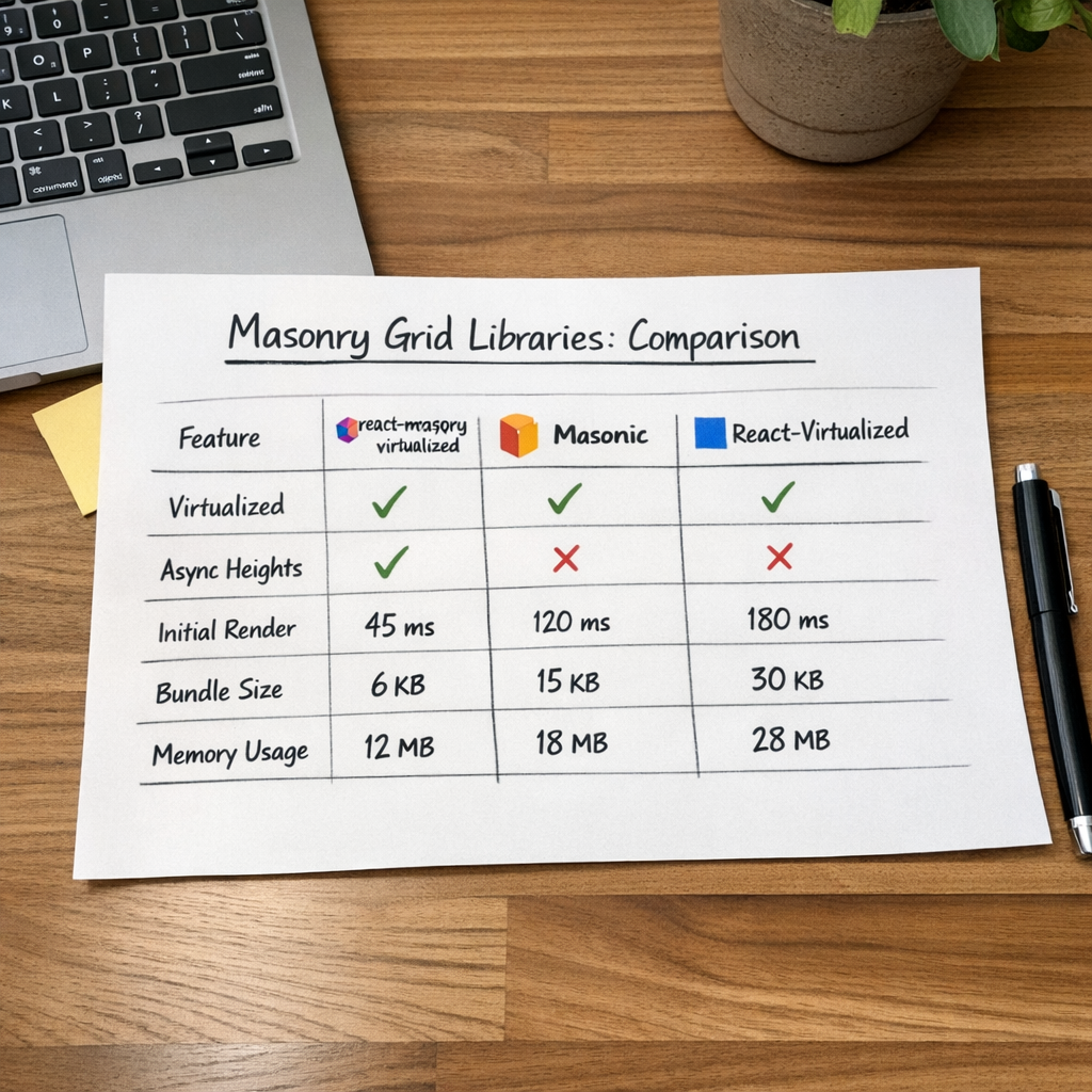 Performance comparison across masonry libraries